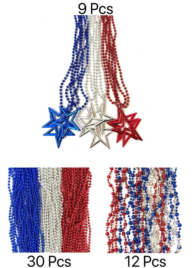 GZYSSL 108 Pcs 4th of July Beads Necklaces Independence Day Red Blue Silver Bead Necklaces Fourth of July Patriotic Parade Party Celebration Decorations - Image 5